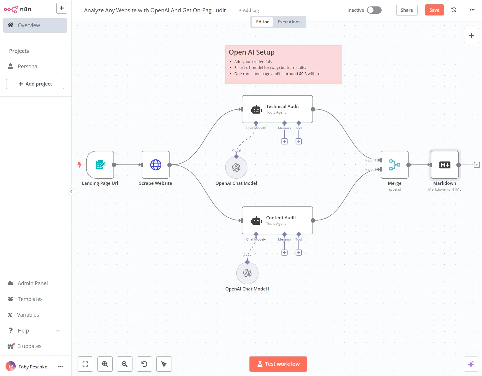 n8n Benutzeroberfläche